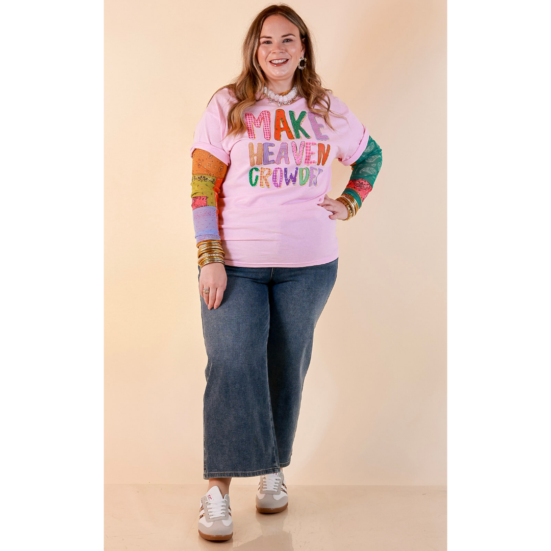 I Saved You A Seat "Make Heaven Crowded" Faith Printed Short Sleeve Graphic Tee in Light Pink