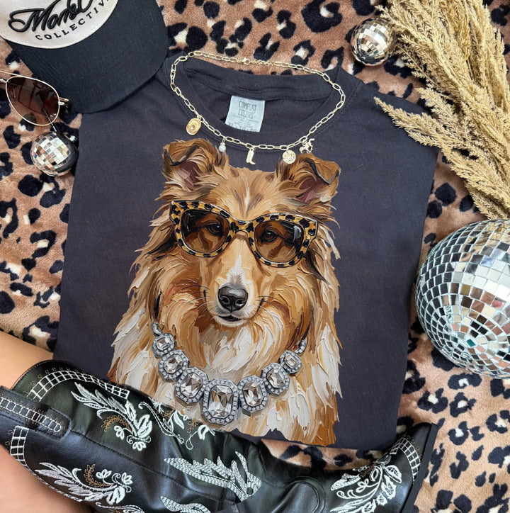 Made to Order | Boujee Collie Graphic Design Tee or Sweatshirt in Multiple Printing Options on Maroon or Black or Ivory