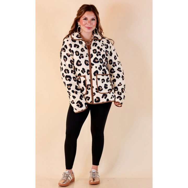 Into the Wild leopard quilted jacket in ivory