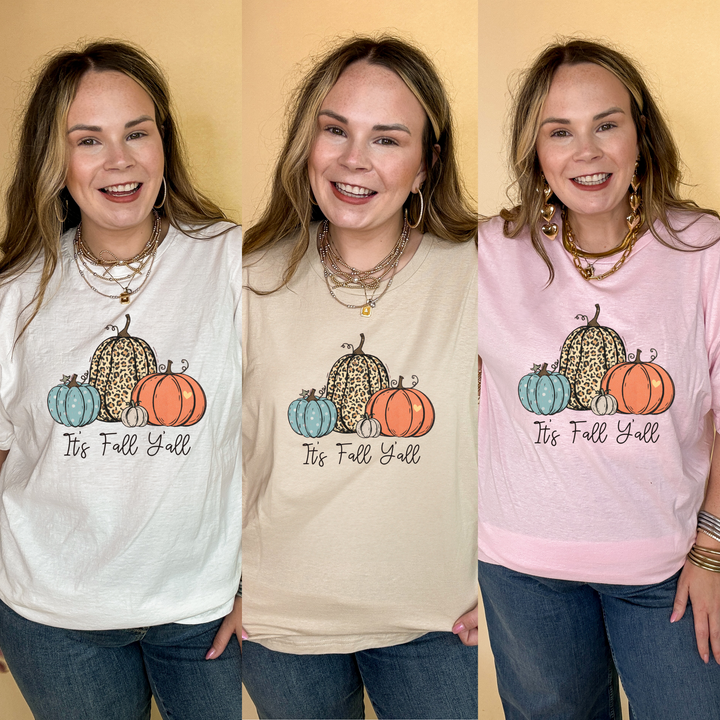 Online Exclusive | It's Fall Y'all Pattern Pumpkins Graphic Tee in Multiple Color Options