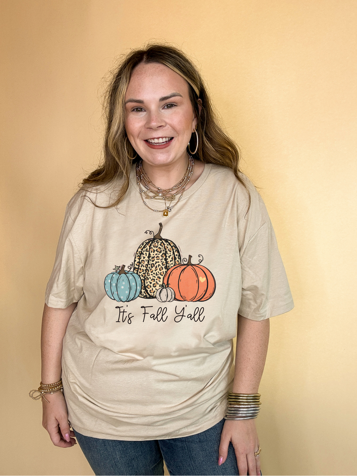 Online Exclusive | It's Fall Y'all Pattern Pumpkins Graphic Tee in Multiple Color Options