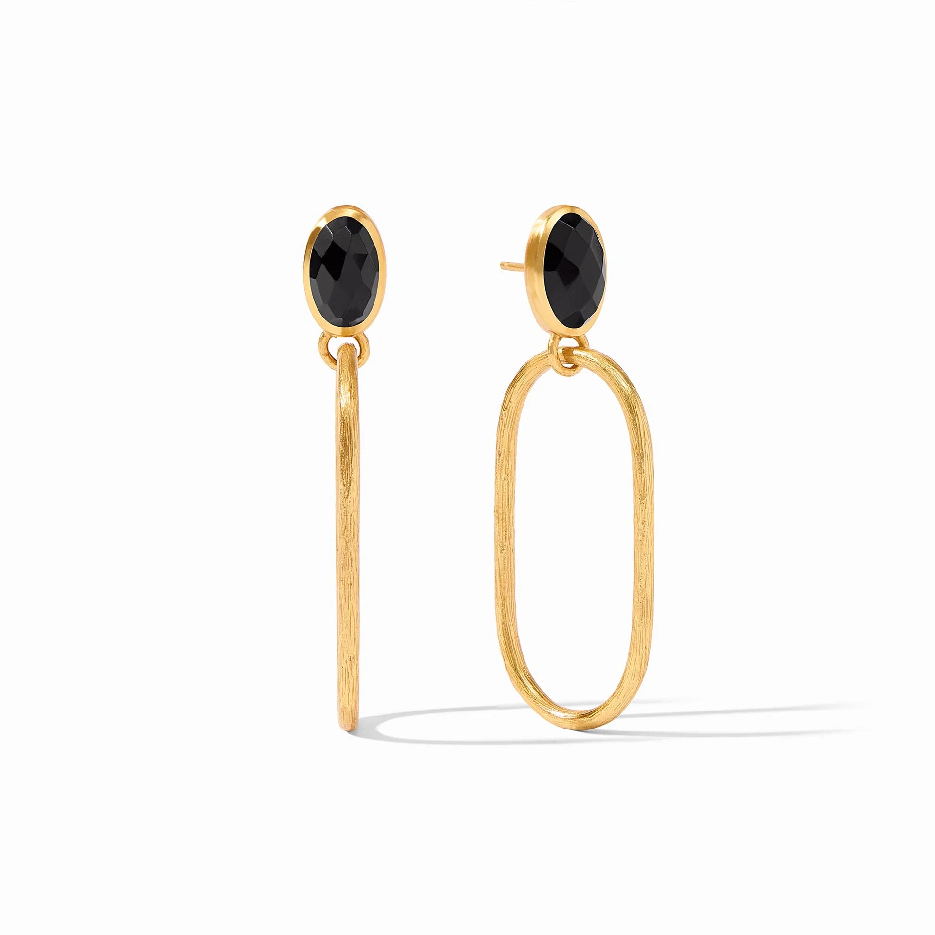 Julie Vos | Ivy Statement Earrings with Obsidian Black Crystals in Gold - Giddy Up Glamour Boutique