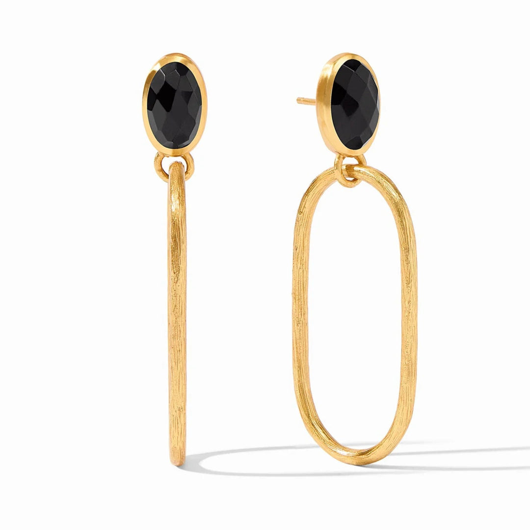 Julie Vos | Ivy Statement Earrings with Obsidian Black Crystals in Gold - Giddy Up Glamour Boutique