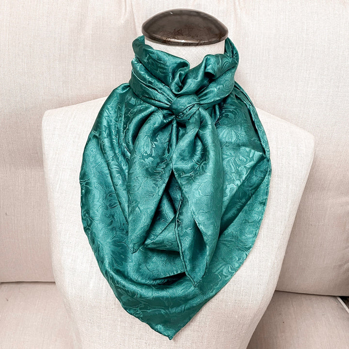 Wyoming Traders | Jacquard Silk Wild Rag in Teal Blue