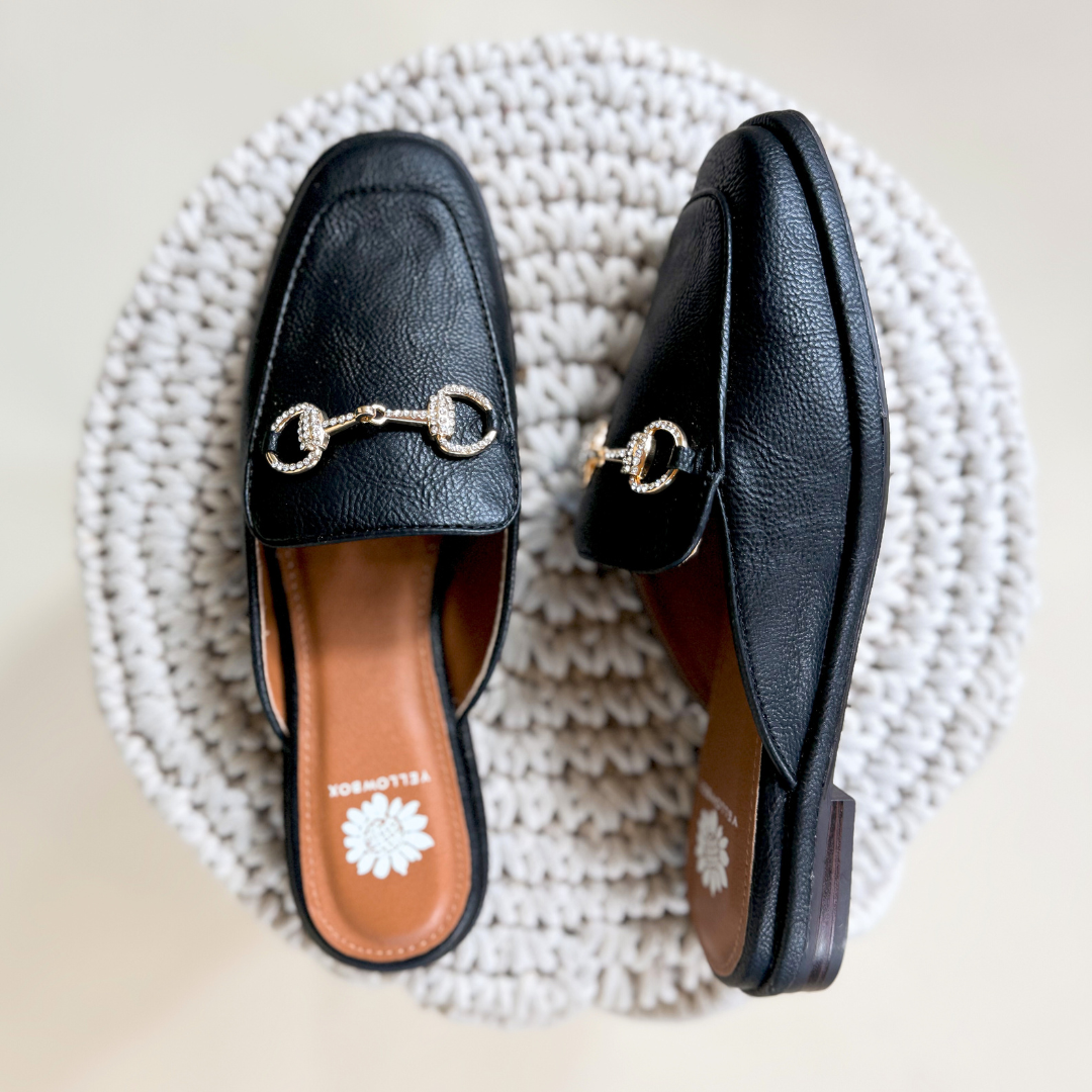 Yellow Box | Jolene Loafer Mule in Black