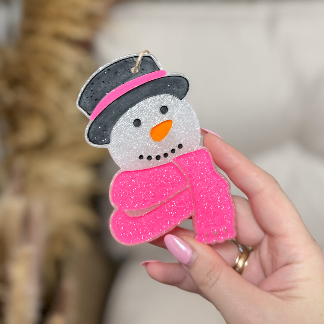 Jolly Frost Snowman Car Freshie in Scent Pink Christmas