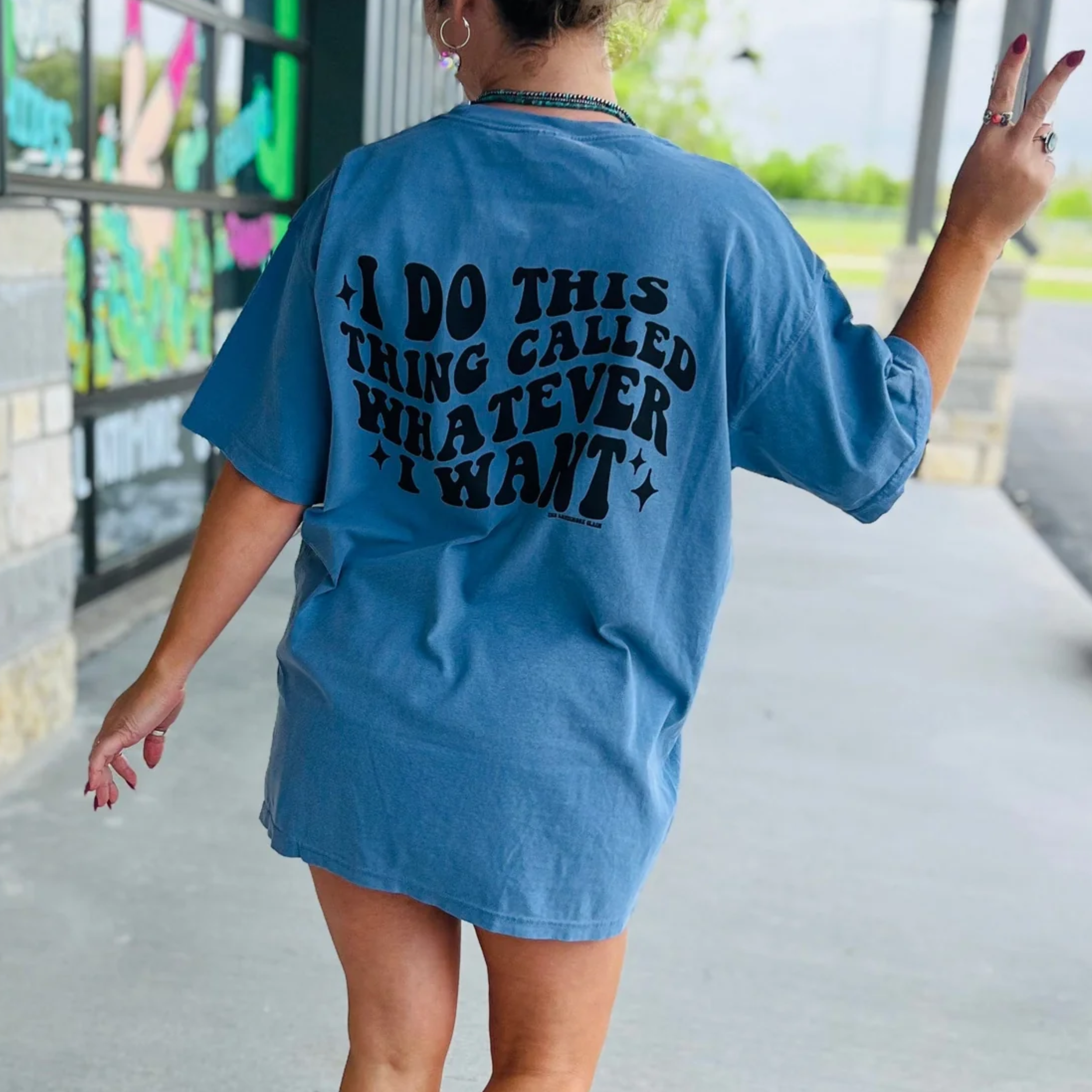 Online Exclusive | I Do This Thing Called Whatever I Want Short Sleeve Graphic Tee in Blue Jean - Giddy Up Glamour Boutique