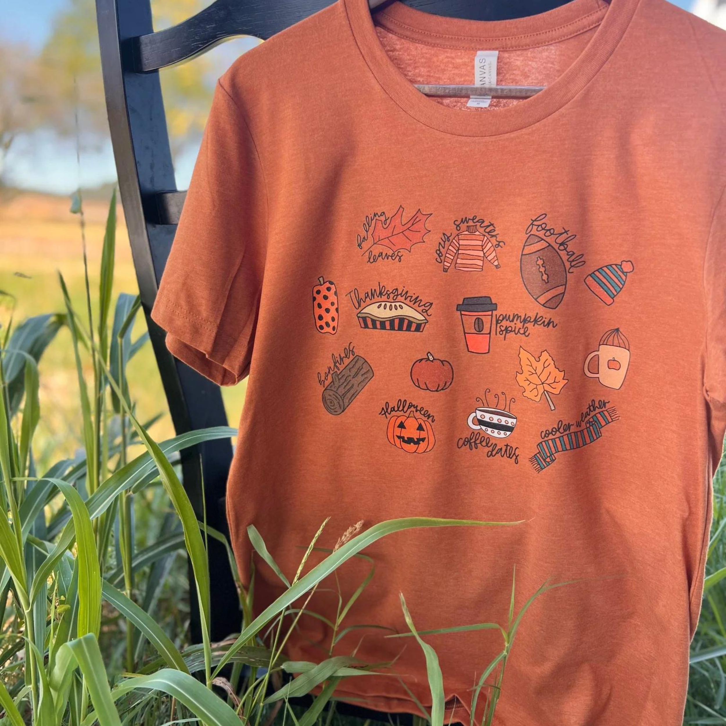 Online Exclusive | Autumn Vibes Short Sleeve Graphic Tee in Harvest Orange - Giddy Up Glamour Boutique