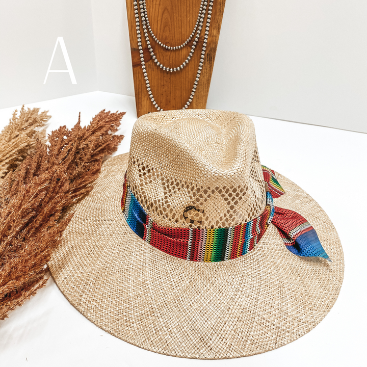 Charlie 1 Horse | Fiesta Straw Stiff Brim Hat with Serape Band in Natural - Giddy Up Glamour Boutique