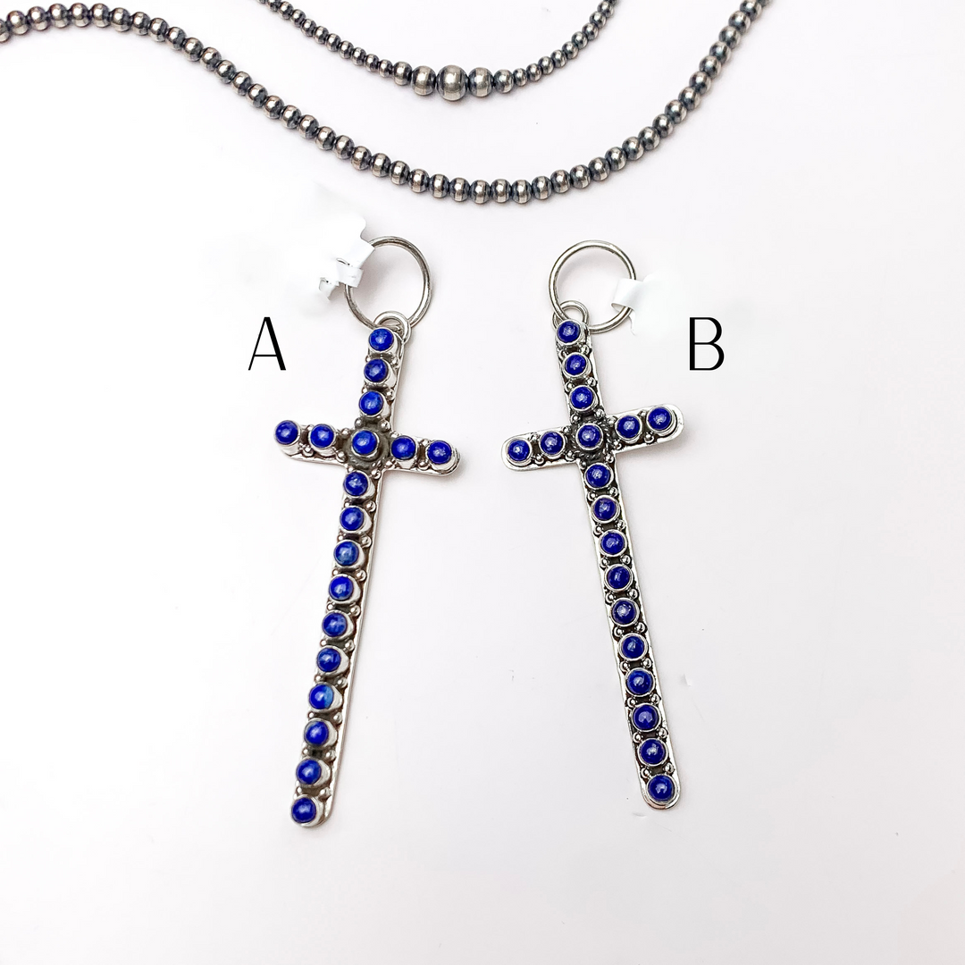 HaDa Collection | Sterling Silver and Dark Lapis Large Cross Pendant - Giddy Up Glamour Boutique
