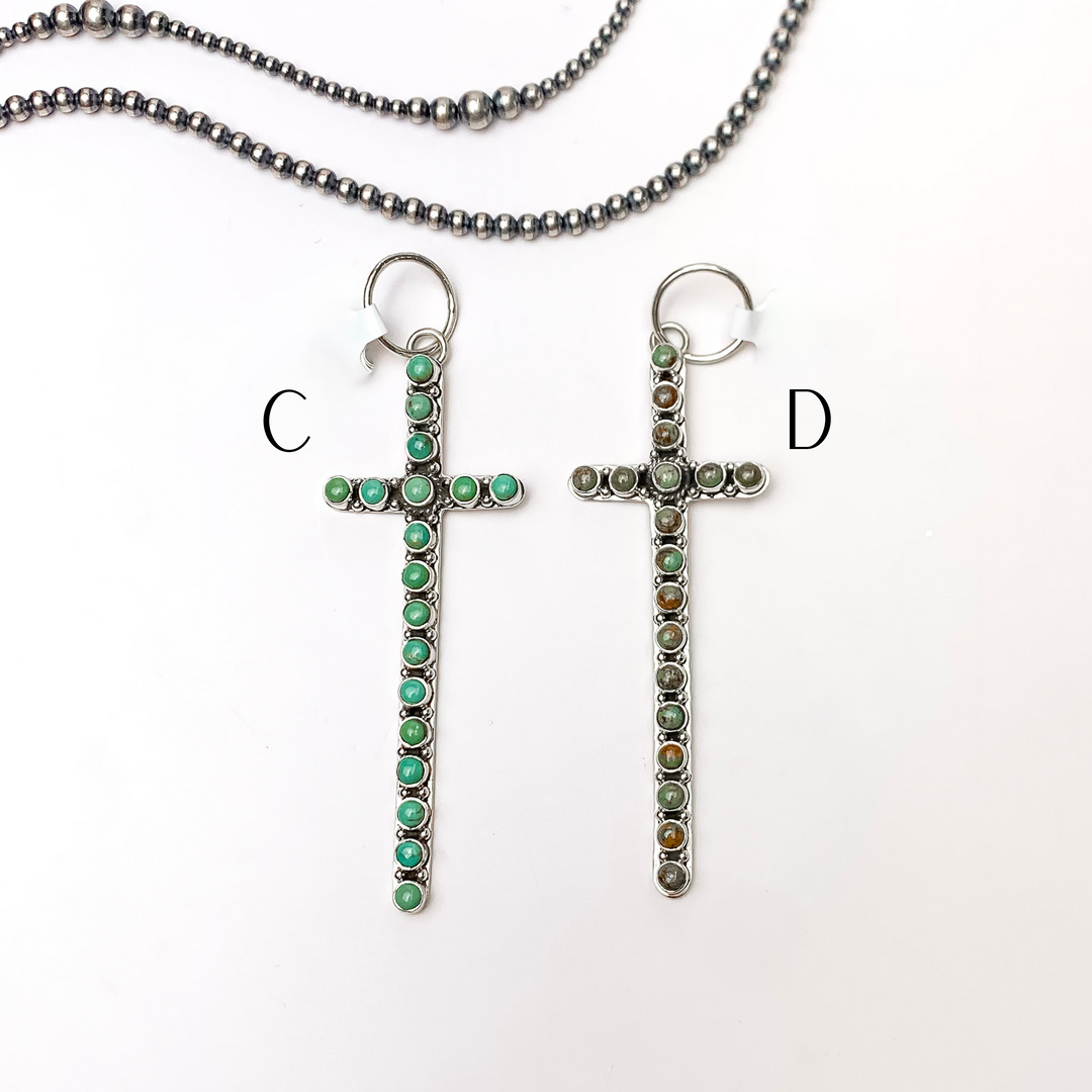 HaDa Collection | Sterling Silver in Kingman Turquoise Cross Pendant - Giddy Up Glamour Boutique