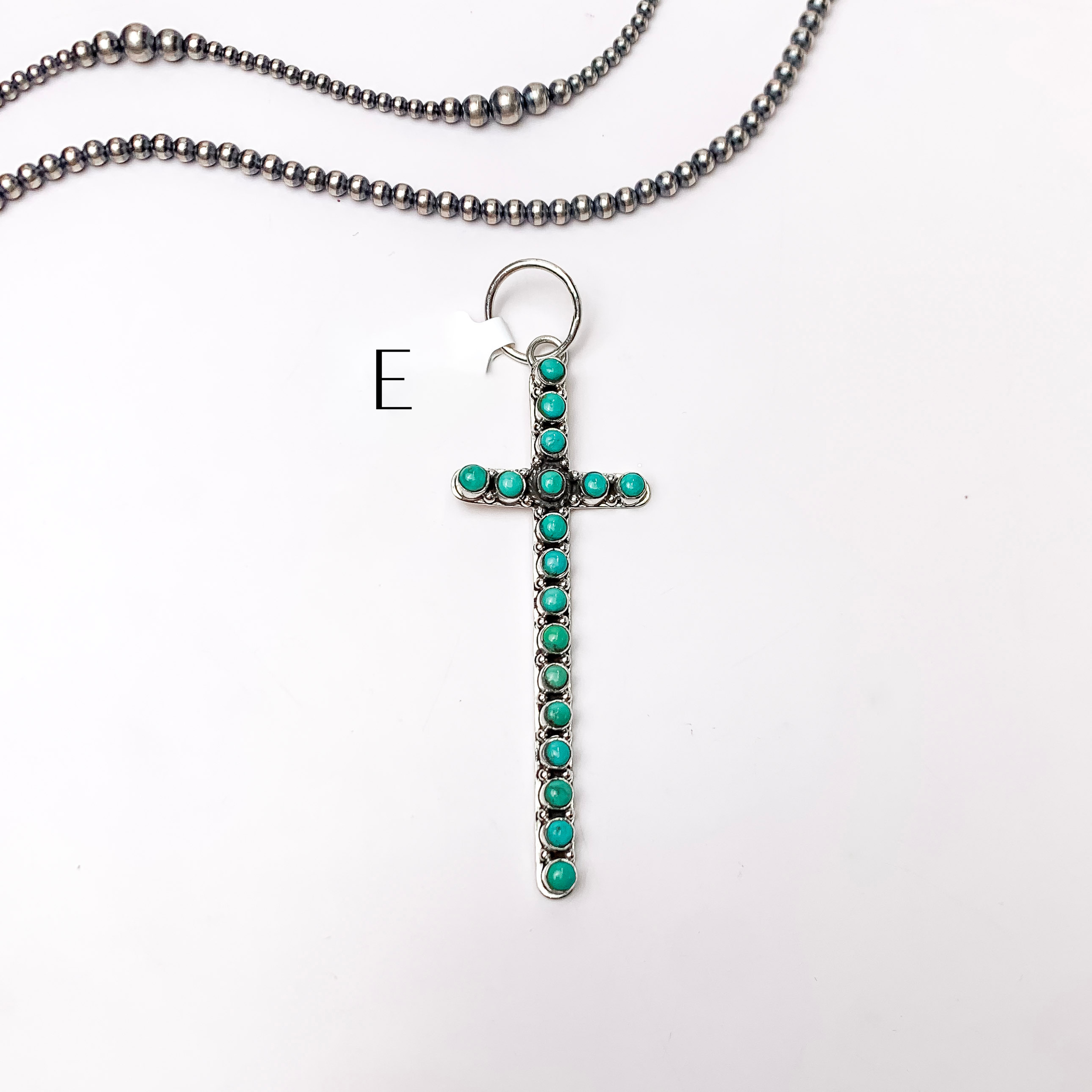 HaDa Collection | Sterling Silver in Kingman Turquoise Cross Pendant - Giddy Up Glamour Boutique
