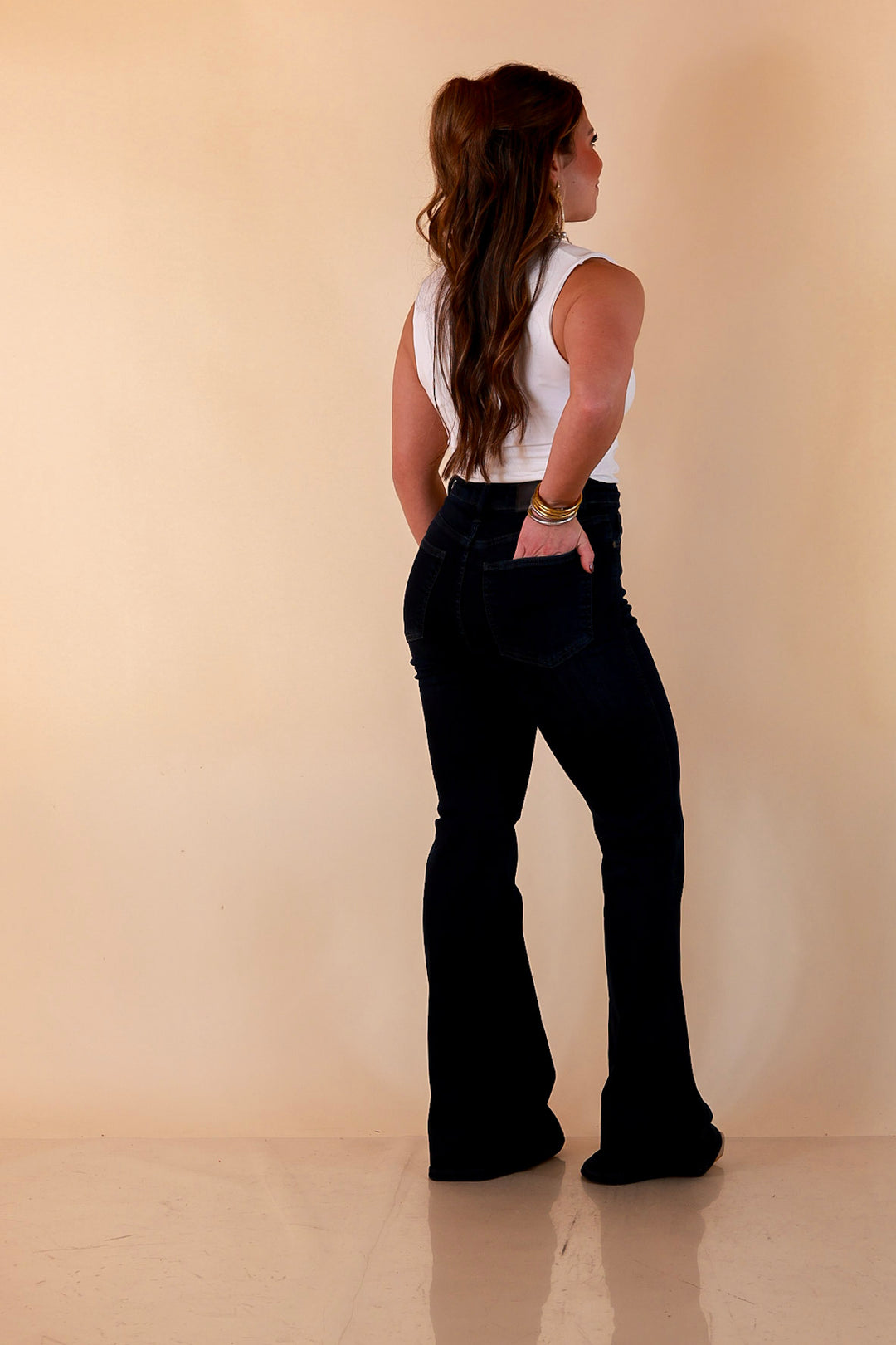 Judy Blue Best Foot Forward Flare Jeans in Dark Wash