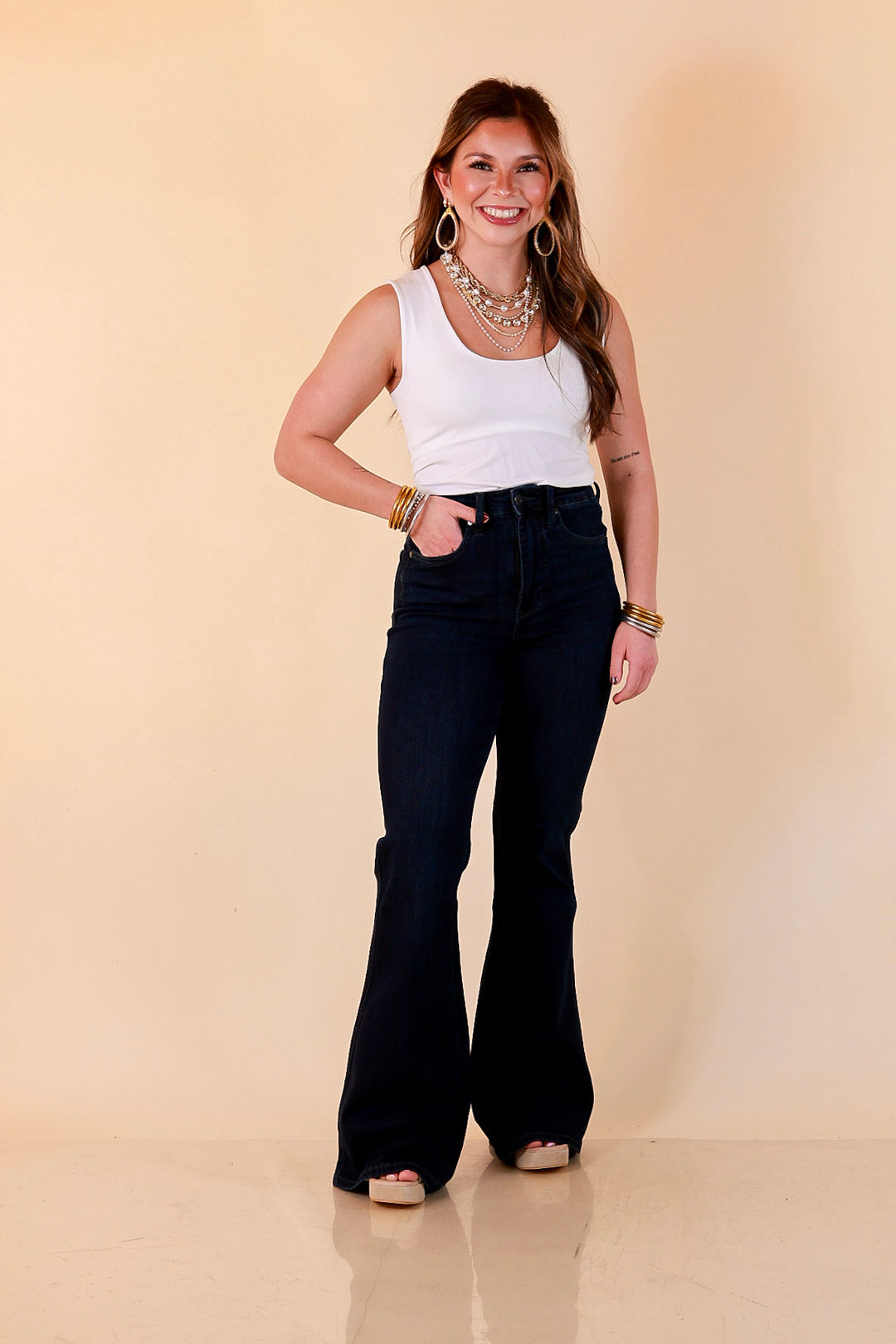 Judy Blue Best Foot Forward Flare Jeans in Dark Wash