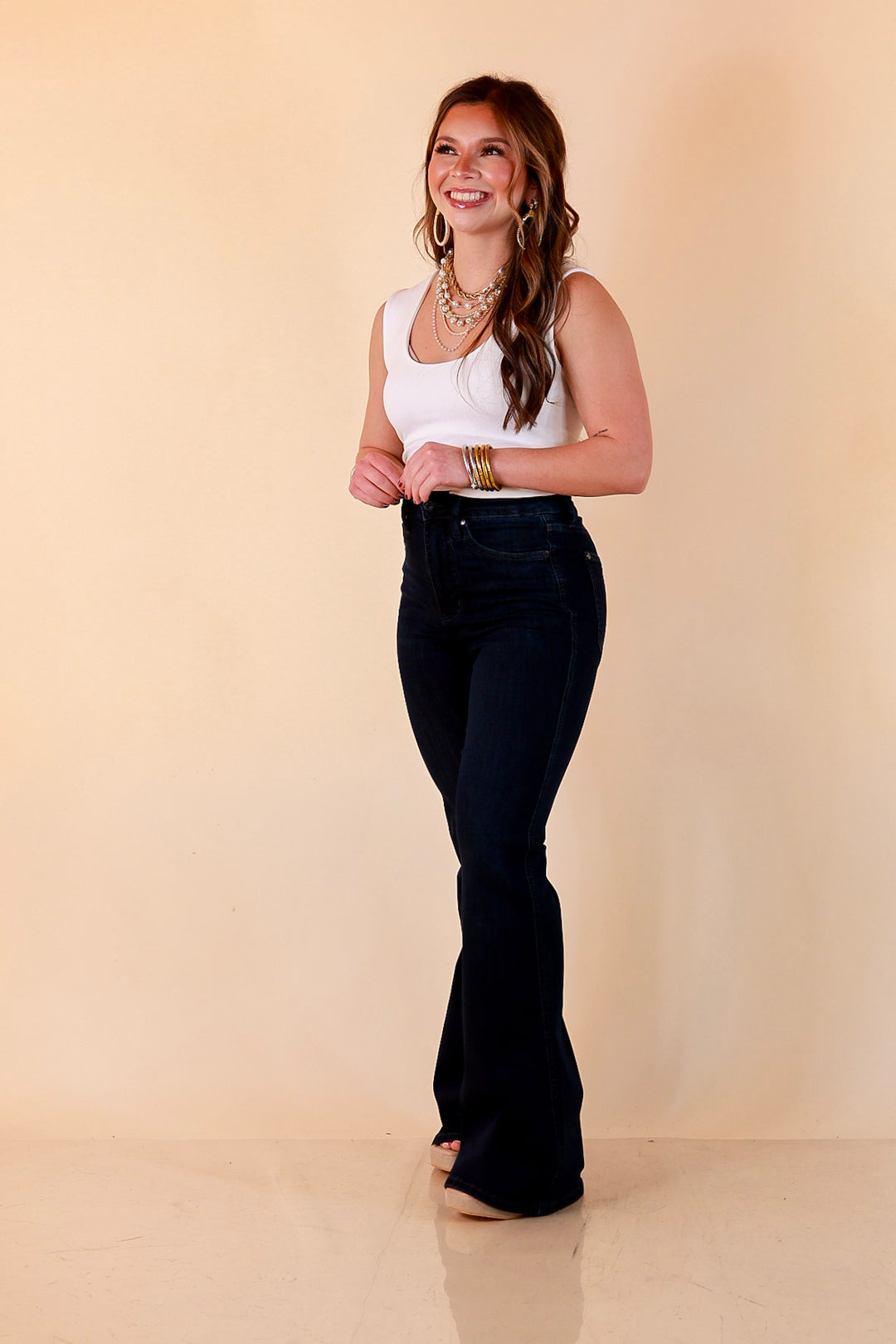 Judy Blue Best Foot Forward Flare Jeans in Dark Wash