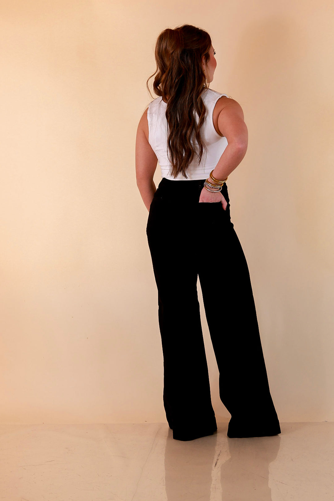 Judy Blue Make a Statement Palazzo Wide Leg Jeans in Black