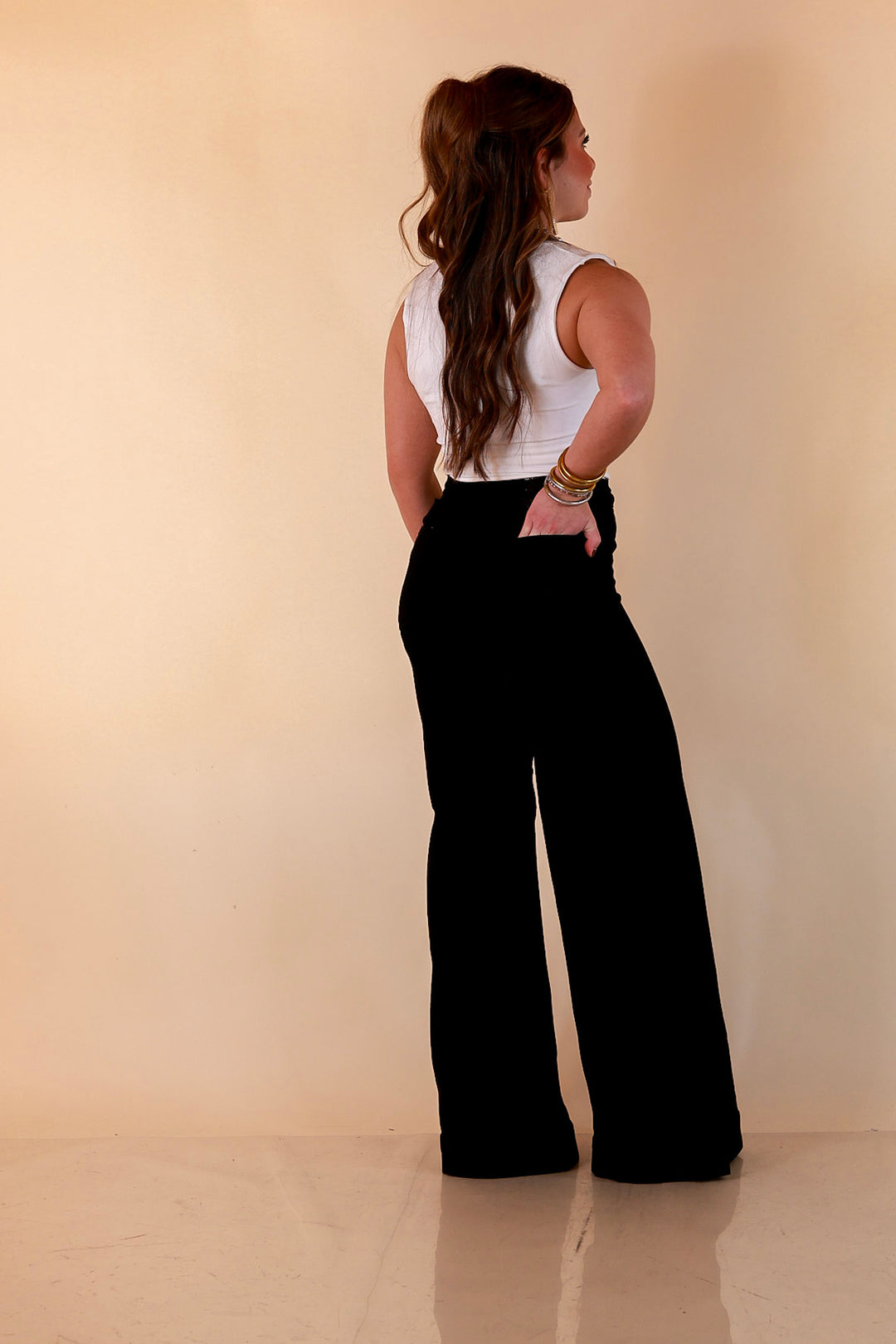 Judy Blue Make a Statement Palazzo Wide Leg Jeans in Black