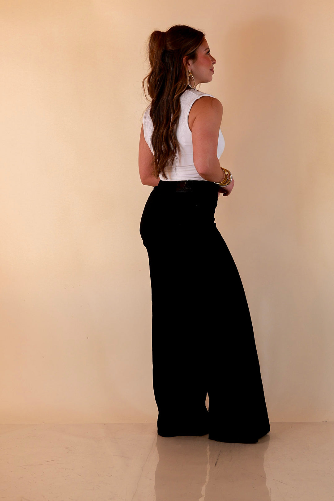 Judy Blue Make a Statement Palazzo Wide Leg Jeans in Black