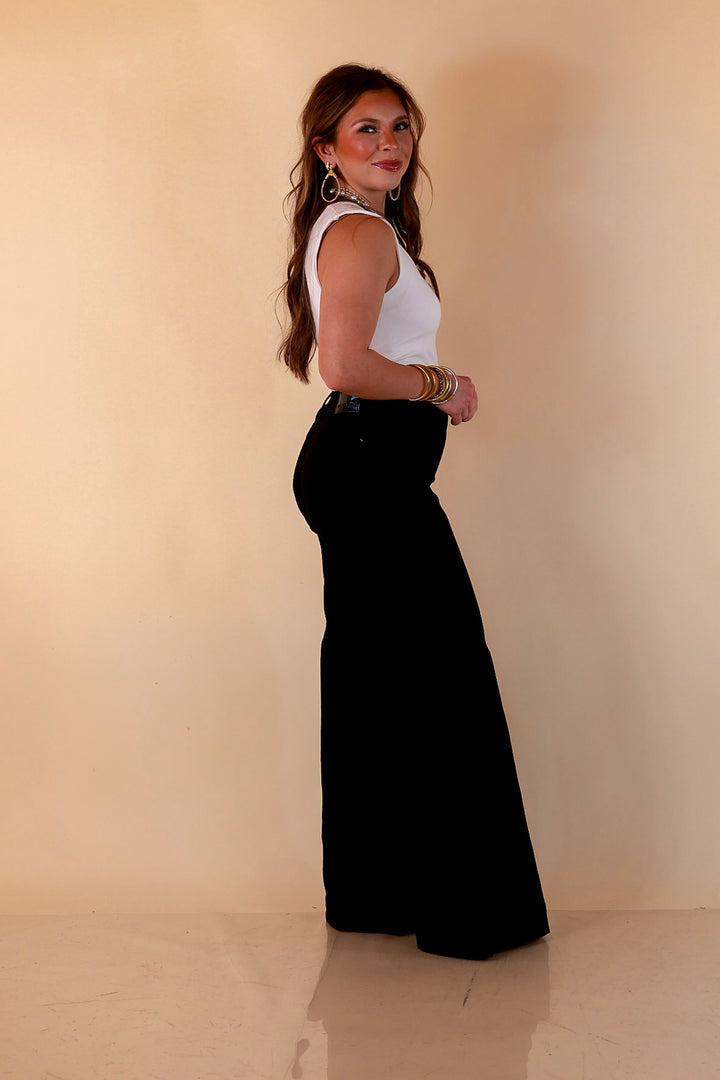Judy Blue Make a Statement Palazzo Wide Leg Jeans in Black