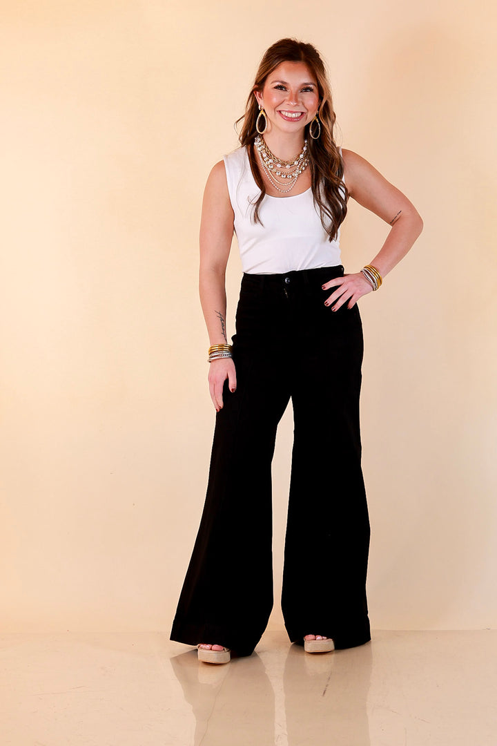 Judy Blue Make a Statement Palazzo Wide Leg Jeans in Black