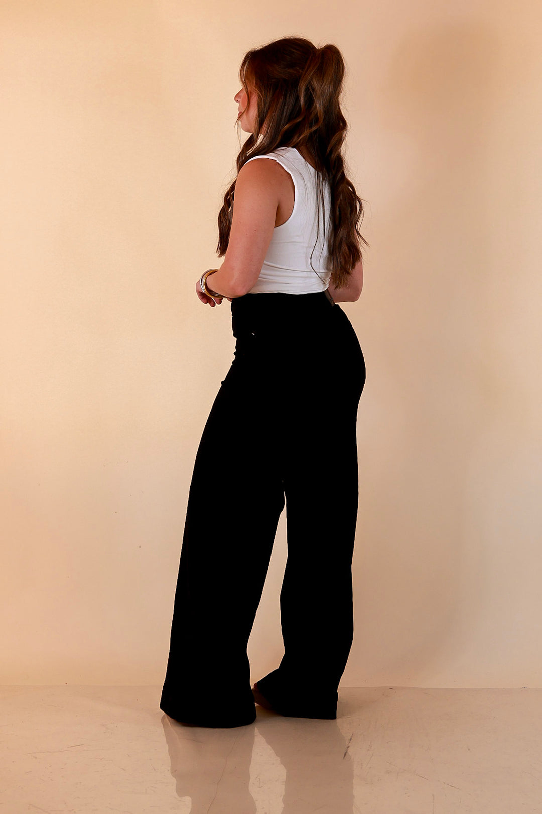 Judy Blue Make a Statement Palazzo Wide Leg Jeans in Black