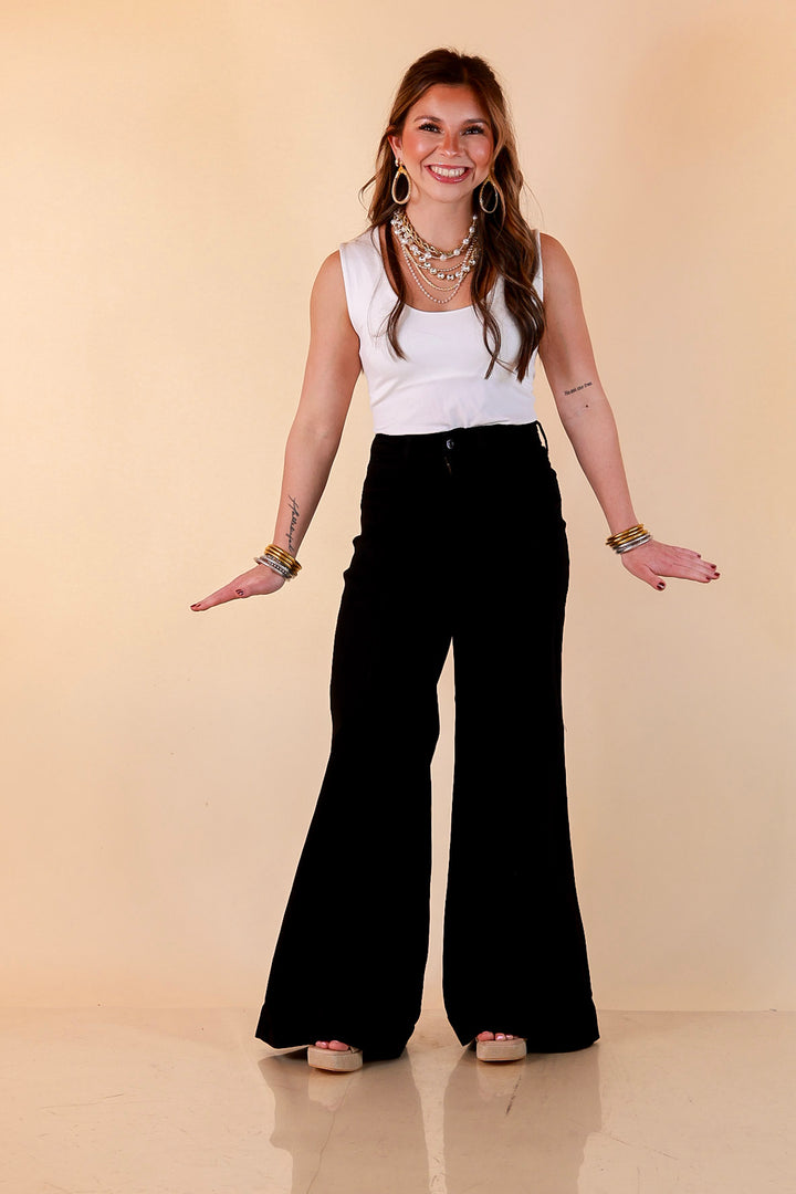 Judy Blue Make a Statement Palazzo Wide Leg Jeans in Black