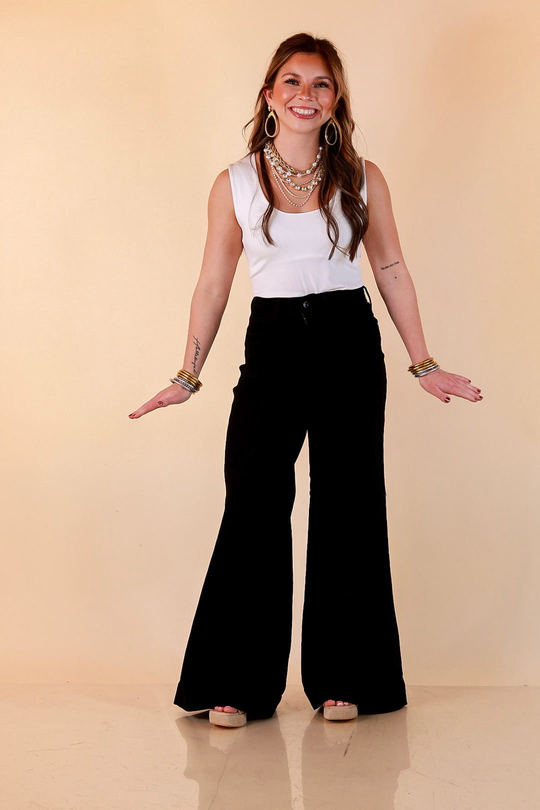Judy Blue Make a Statement Palazzo Wide Leg Jeans in Black
