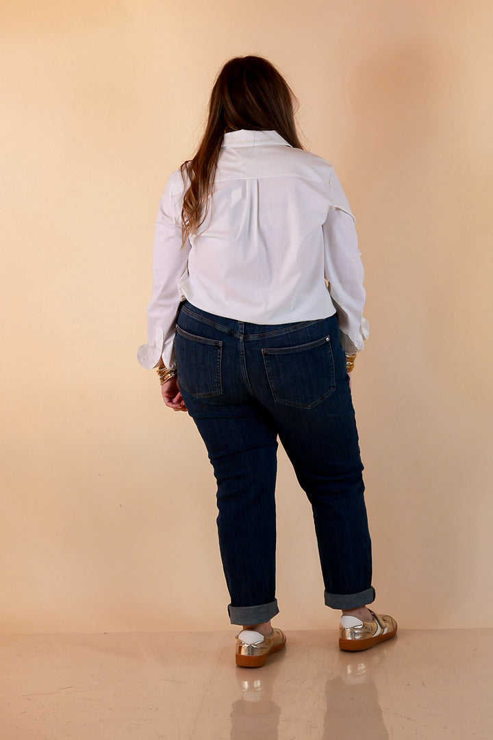 Judy Blue Roll With It Cuffed Boyfriend Jeans in Medium Wash