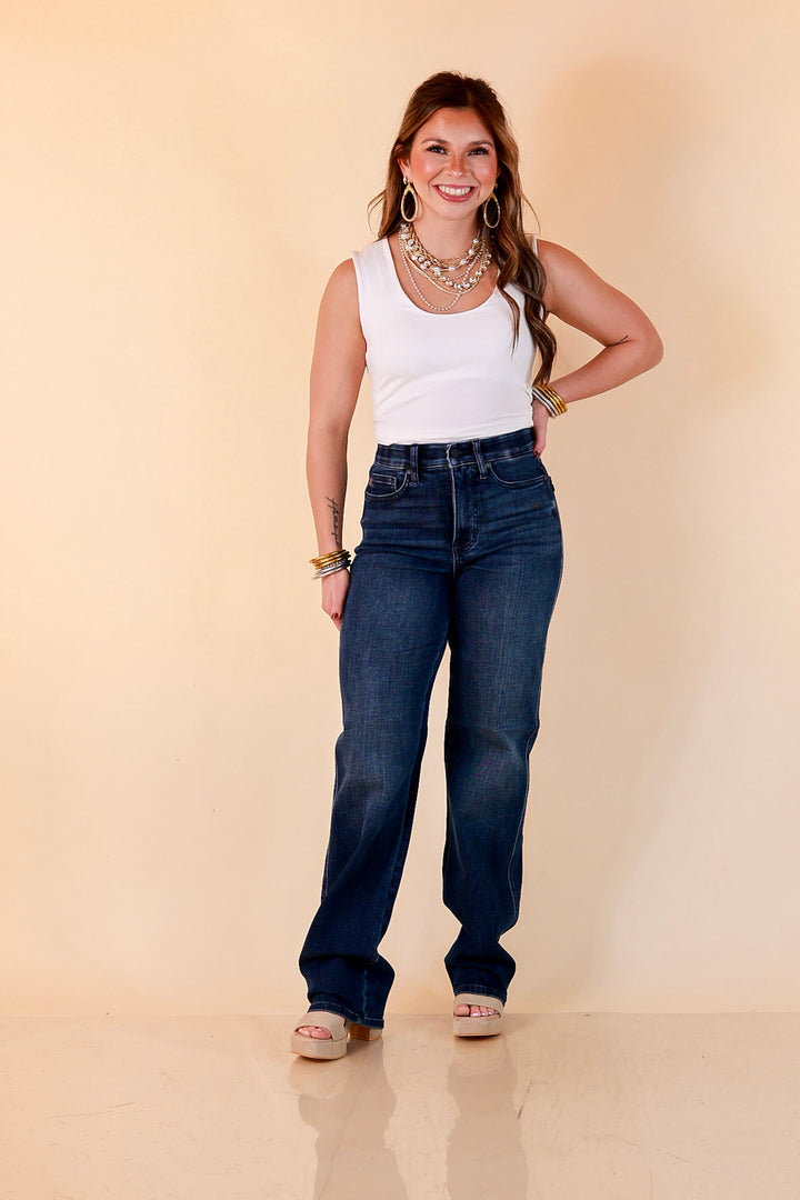 Judy Blue Tried and True Straight Leg Jeans in Dark Wash