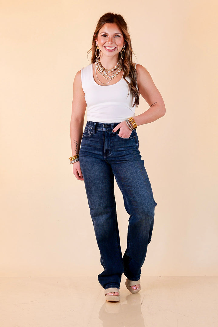Judy Blue Tried and True Straight Leg Jeans in Dark Wash
