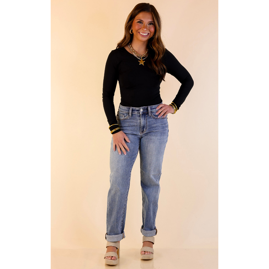 Judy Blue | Cool and Collected Boyfriend Denim Jeans in Medium Wash