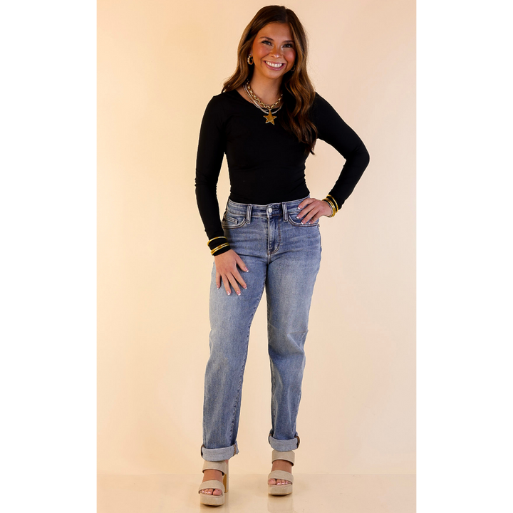 Judy Blue | Cool and Collected Boyfriend Denim Jeans in Medium Wash