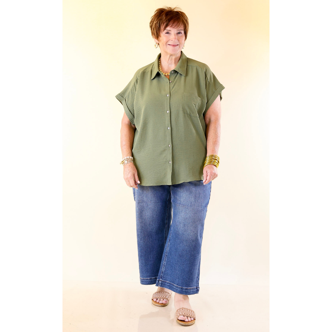 Judy Blue | Everyday Poise Cropped Wide Leg Trouser Denim Jeans in Medium Wash