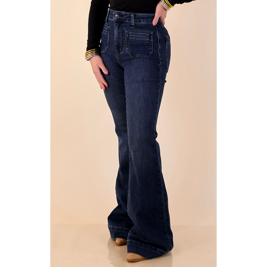 Judy Blue | Flattering Form Trouser Flare Jean in Dark Wash