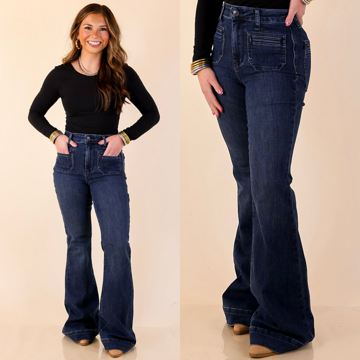 Judy Blue | Flattering Form Trouser Flare Jean in Dark Wash