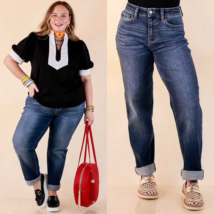 Judy Blue | Keep it Simple Billie Boyfriend Denim Jeans in True Indigo Dark Wash