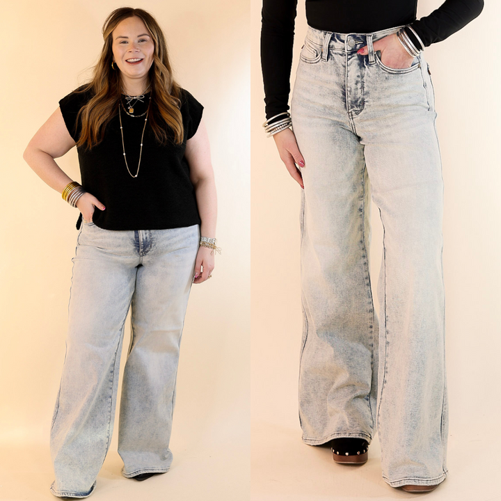 Judy Blue | Next Level Look Tummy Control Retro Wide Leg Jean in Light Wash