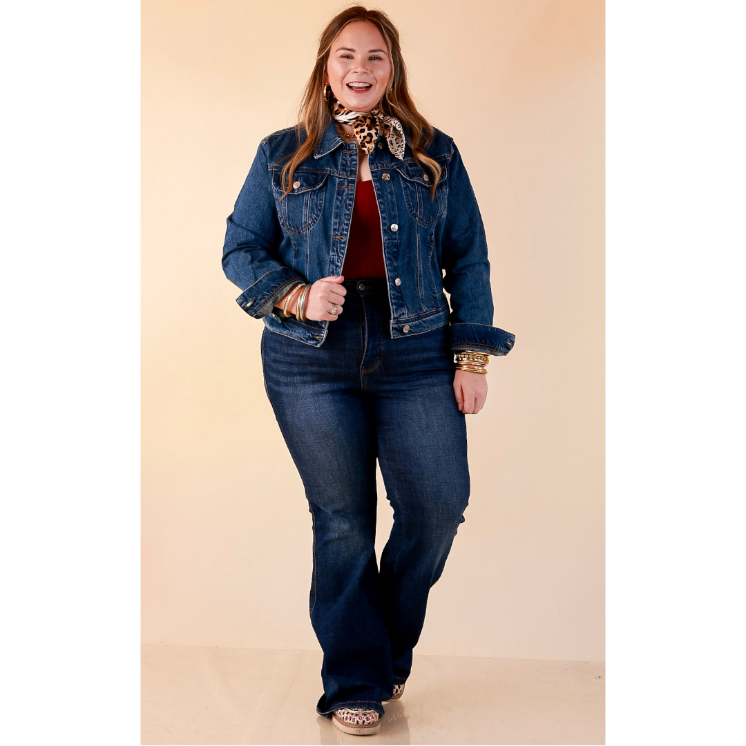 Judy Blue | The Go-To Layer Rigid Magic Classic Denim Jacket in Dark Indigo Wash