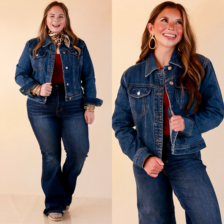 Judy Blue | The Go-To Layer Rigid Magic Classic Denim Jacket in Dark Indigo Wash