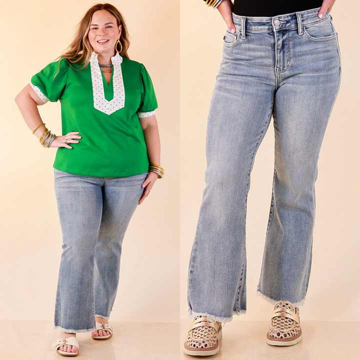 Judy Blue | Worth Repeating Cropped Kick Flare Jean in Light Wash
