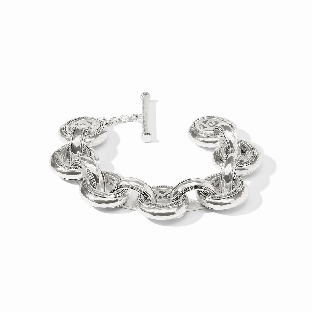 Silver chain bracelet on a white background