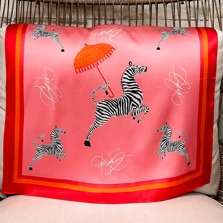 KB's Canvas | Rain or Shine Zebra Print Scarf in Pink