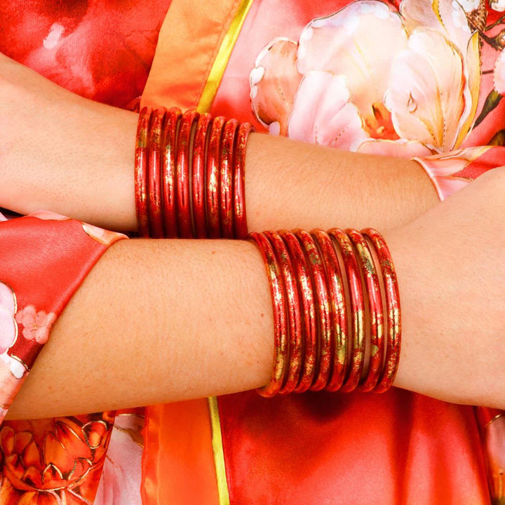 BuDhaGirl | Set of Four |  KOI All Weather Bangles in Rouge (Red)