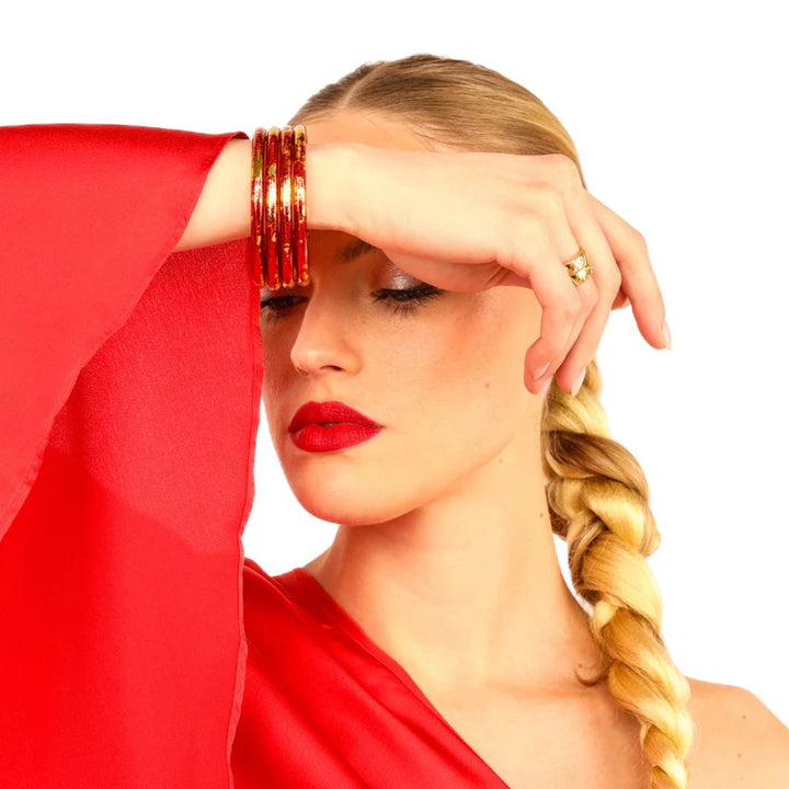 BuDhaGirl | Set of Four |  KOI All Weather Bangles in Rouge (Red)
