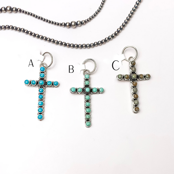HaDa Collection | Sterling Silver and Kingman Turquoise Small Cross Pendant