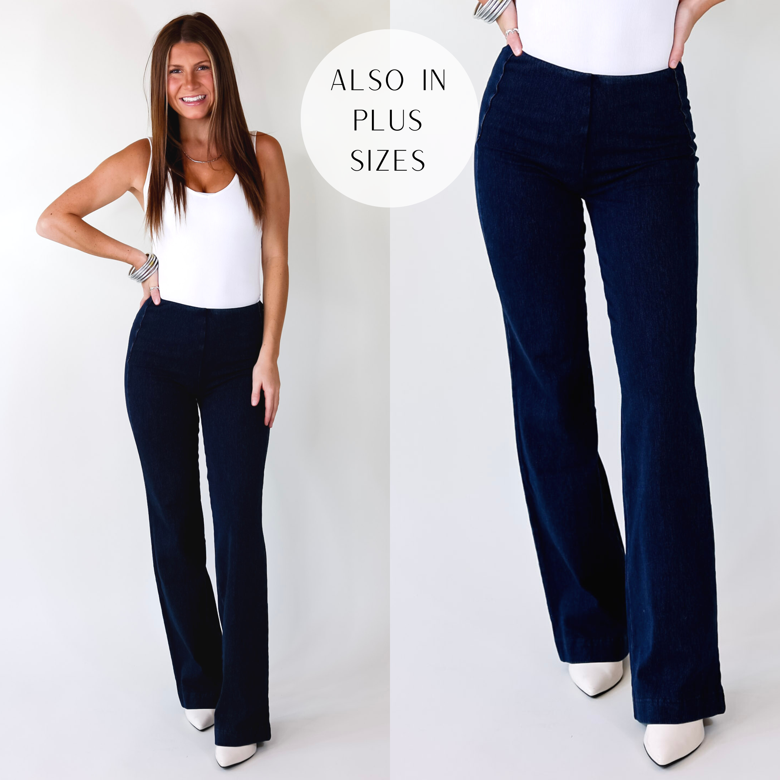 Lyssé | Denim Wide Leg Trouser Jeans in Indigo - Giddy Up Glamour Boutique