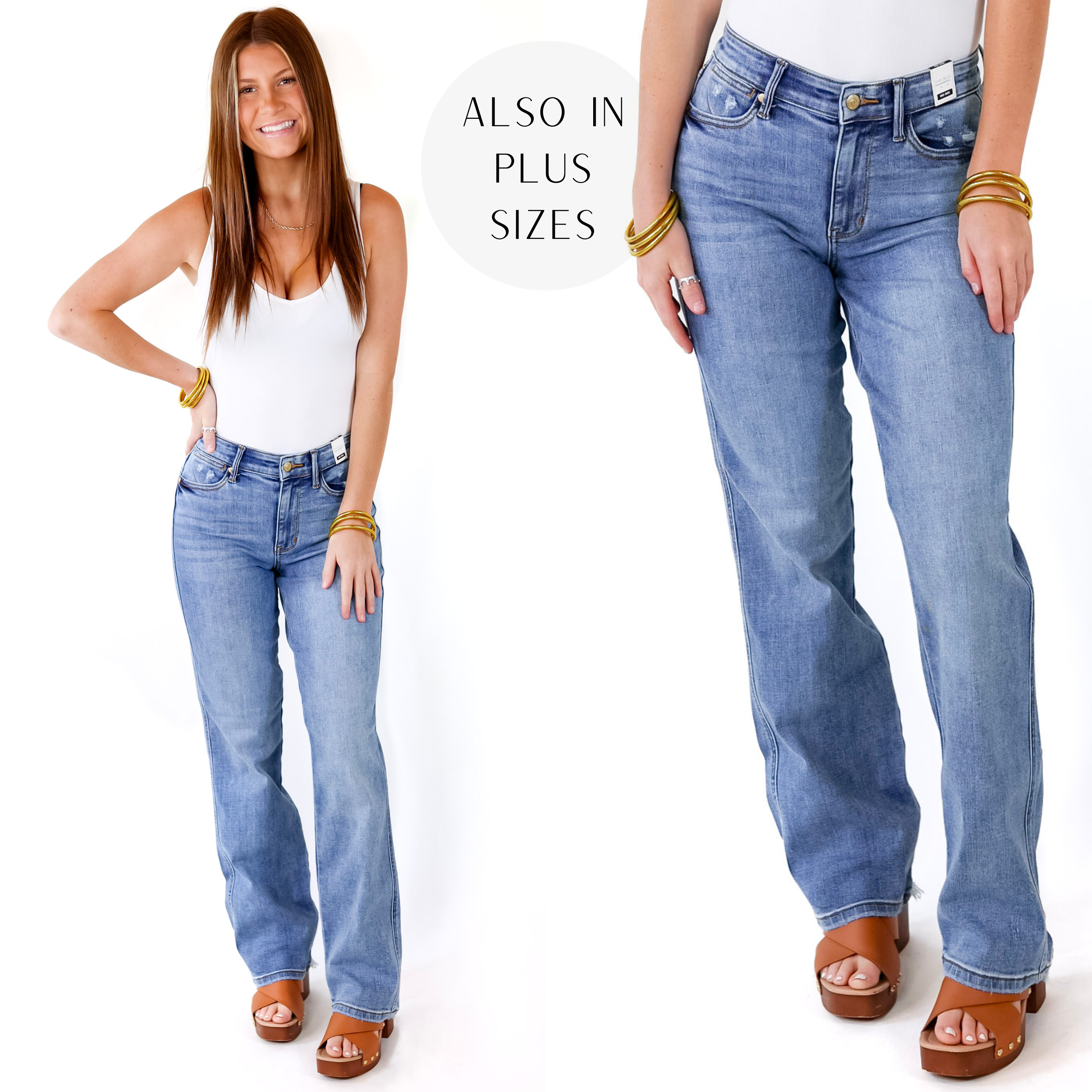 Judy Blue | Join The Party Distressed Hem Dad Jeans in Light Wash