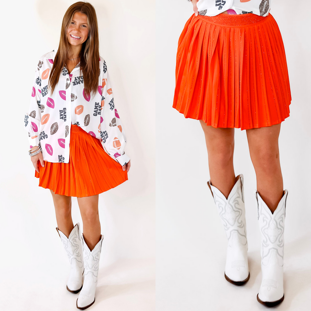 Midnight Dancing Crystal Skirt in Orange - Giddy Up Glamour Boutique