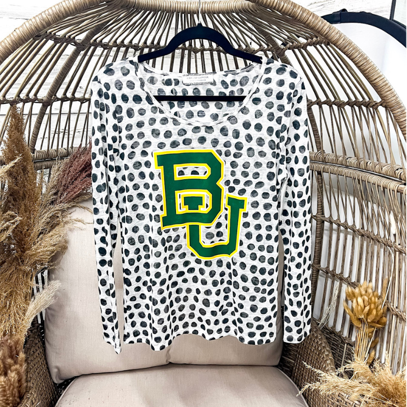 Last Chance Size Small | Spotted Baylor University Long Sleeve Tee - Giddy Up Glamour Boutique