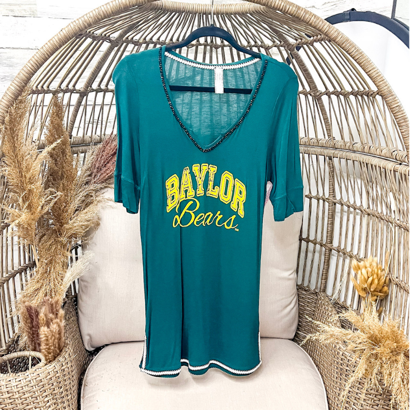 Baylor Sparkle V Neck Tee - Giddy Up Glamour Boutique